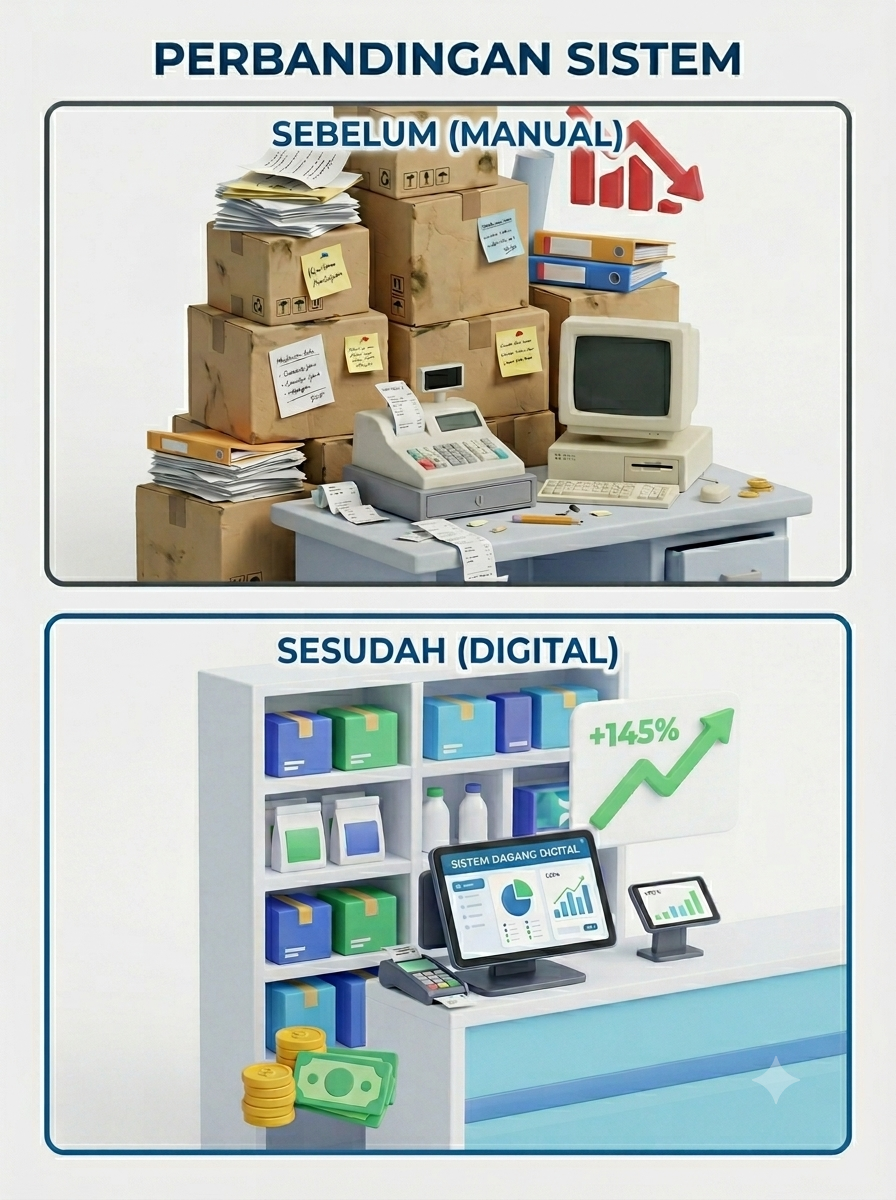 Sebelum dan sesudah menggunakan sistem Commerce